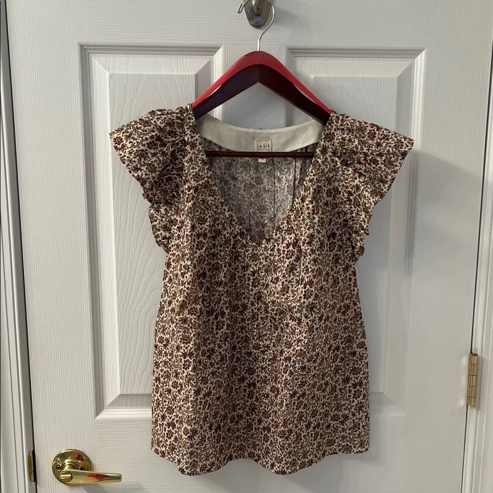 A.P.C. Floral Ruffle Sleeve Blouse - Brown - Picture 3 of 5